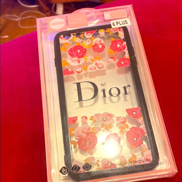 Dior Other - Dior Black and Pink Phone Case with Floral Design